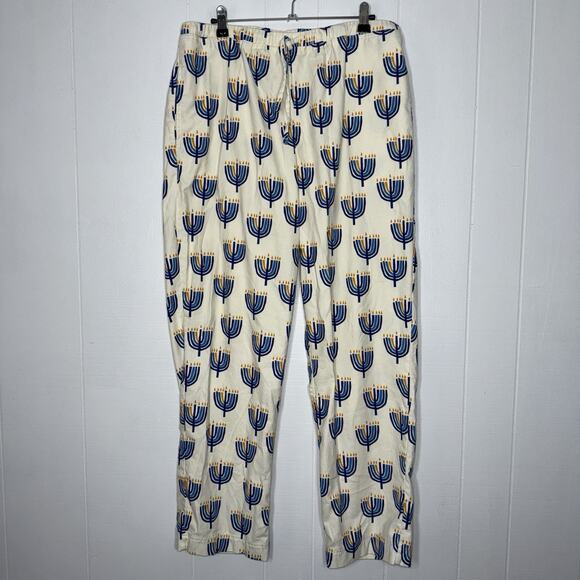 Hanna Andersson Adult Flannel Pajama Pants Menorah Hanukkah Size Large - Picture 1 of 5